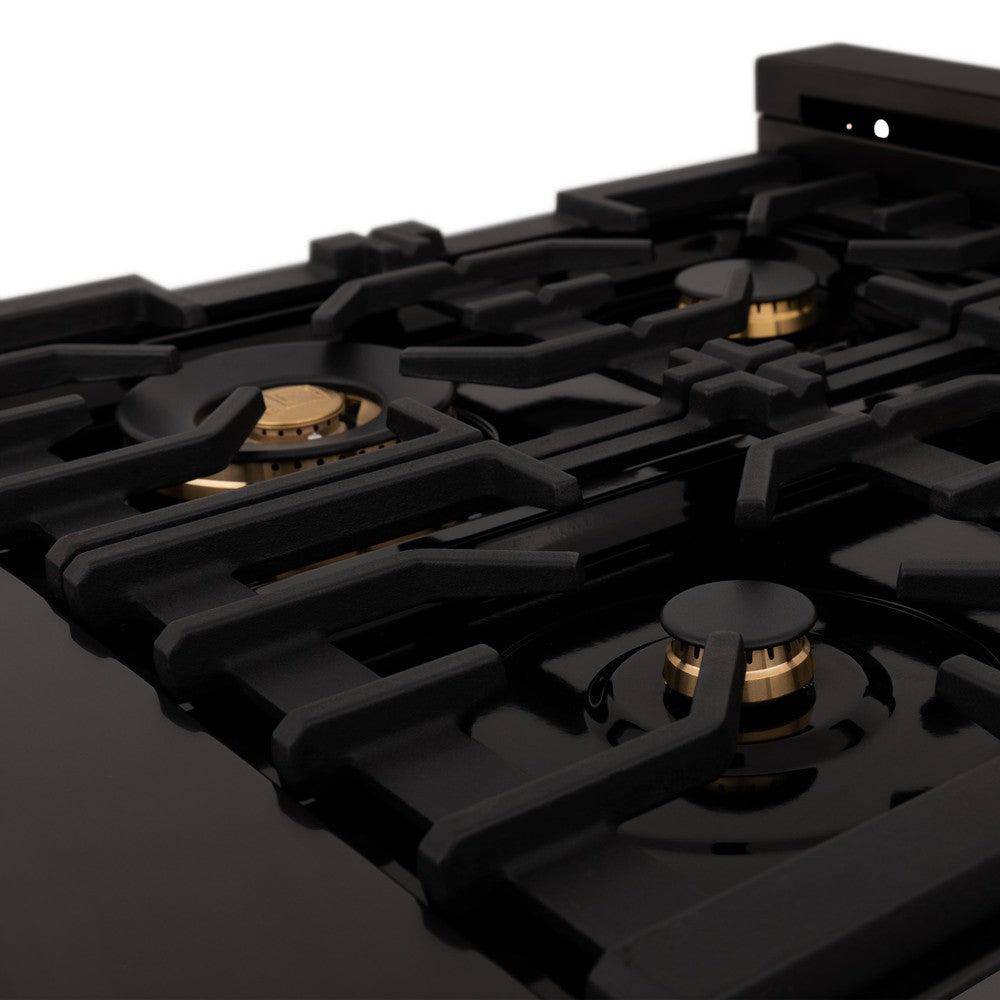 ZLINE 30 in. Porcelain Rangetop in Black Stainless with Brass Burners (RTB-BR-30) - KB&A The Home Improvement Store