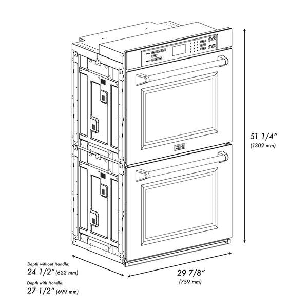ZLINE 30 in. Professional True Convection Double Wall Oven with Air Fry and Self Clean in Black Stainless Steel (WADB-30) - KB&A The Home Improvement Store