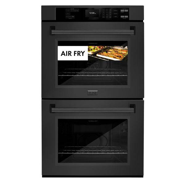 ZLINE 30 in. Professional True Convection Double Wall Oven with Air Fry and Self Clean in Black Stainless Steel (WADB-30) - KB&A The Home Improvement Store