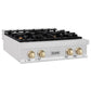 ZLINE Autograph Edition 30 in. Porcelain Rangetop with 4 Gas Burners in DuraSnow® Stainless Steel with Polished Gold Accents (RTSZ-30-G) - KB&A The Home Improvement Store