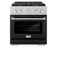 ZLINE 30 in. 4.2 cu. ft. Paramount Dual Fuel Range with 4 Burner Gas Cooktop and Electric Convection Oven in DuraSnow® Stainless Steel with Black Matte Door (SDRS-BLM-30) - KB&A The Home Improvement Store