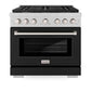 ZLINE 36 in. 5.2 cu. ft. Paramount Dual Fuel Range with 6 Burner Gas Cooktop and Electric Convection Oven in DuraSnow® Stainless Steel with Black Matte Door (SDRS-BLM-36) - KB&A The Home Improvement Store