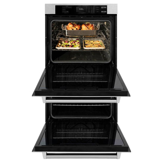ZLINE 30 in. Professional True Convection Double Wall Oven with Air Fry and Self Clean in DuraSnow® Stainless Steel (WADS-30) - KB&A The Home Improvement Store