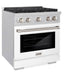 ZLINE 30 in. 4.2 cu. ft. Paramount Dual Fuel Range with 4 Burner Gas Cooktop and Electric Convection Oven in DuraSnow® Stainless Steel with White Matte Door (SDRS-WM-30) - KB&A The Home Improvement Store