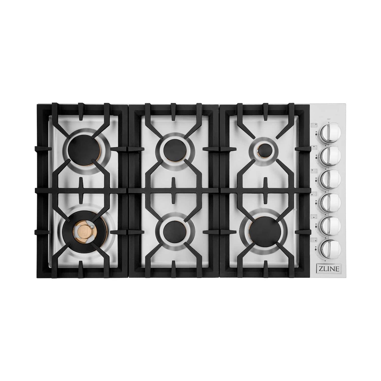 ZLINE 36" Gas Cooktop with 6 Gas Brass Burners (RC-BR-36) - KB&A The Home Improvement Store