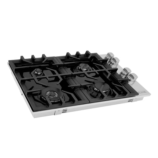ZLINE 30" Gas Cooktop with 4 Gas Burners and Black Porcelain Top (RC30-PBT) - KB&A The Home Improvement Store