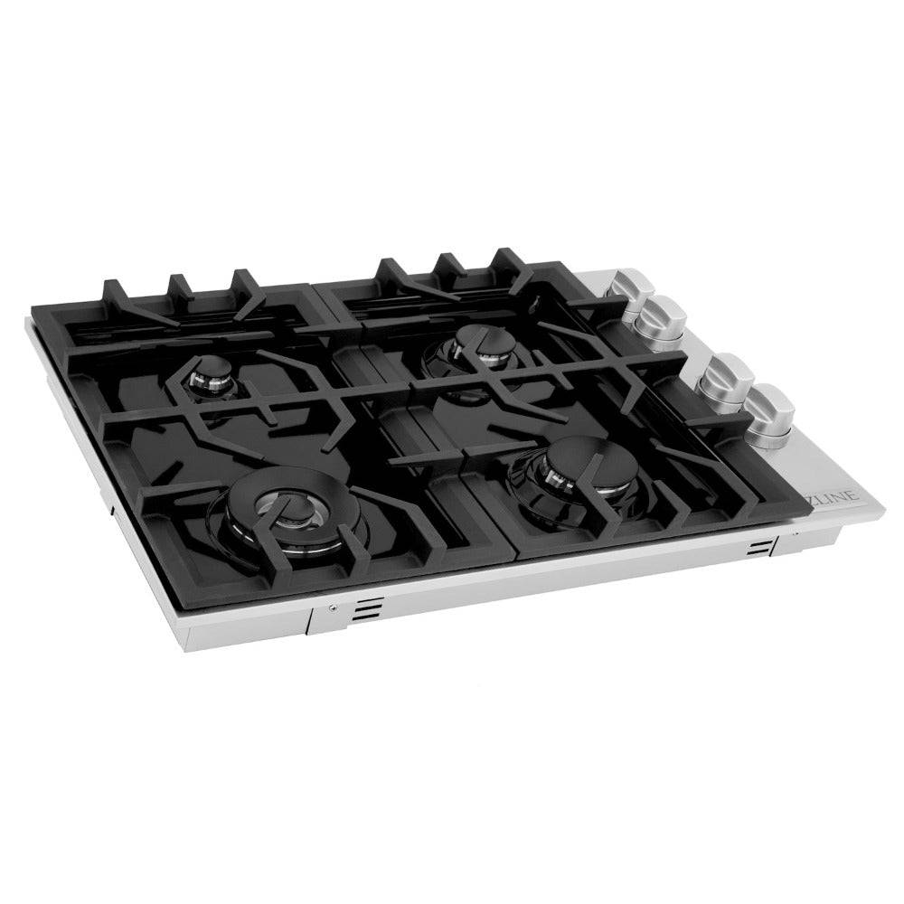 ZLINE 30" Gas Cooktop with 4 Gas Burners and Black Porcelain Top (RC30-PBT) - KB&A The Home Improvement Store