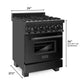 ZLINE 24 in. 2.8 cu. ft. Legacy Dual Fuel Range with Gas Cooktop and Electric Convection Oven in Black Stainless Steel with 4 Brass Burners (RAB-BR-24) - KB&A The Home Improvement Store