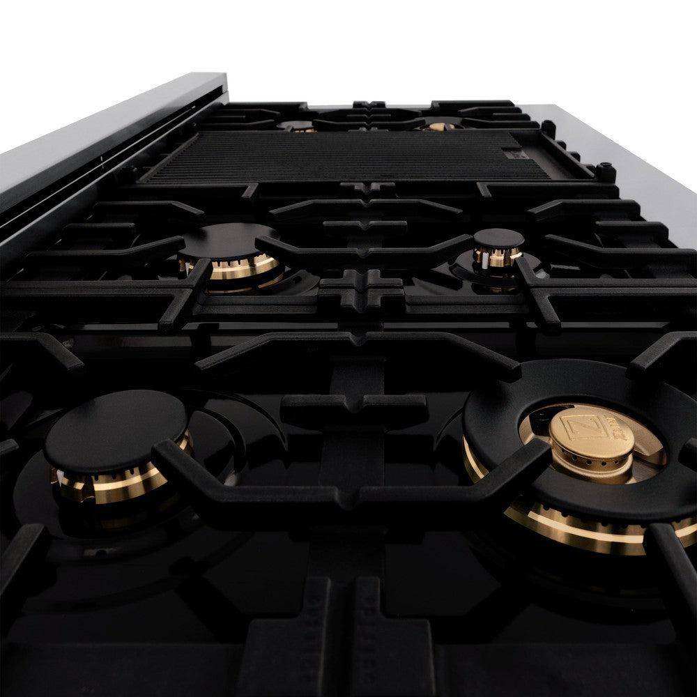 ZLINE 48" Autograph Edition Kitchen Package with Stainless Steel Dual Fuel Range and Range Hood with Matte Black Accents (2AAKP-RRH48-MB) - KB&A The Home Improvement Store