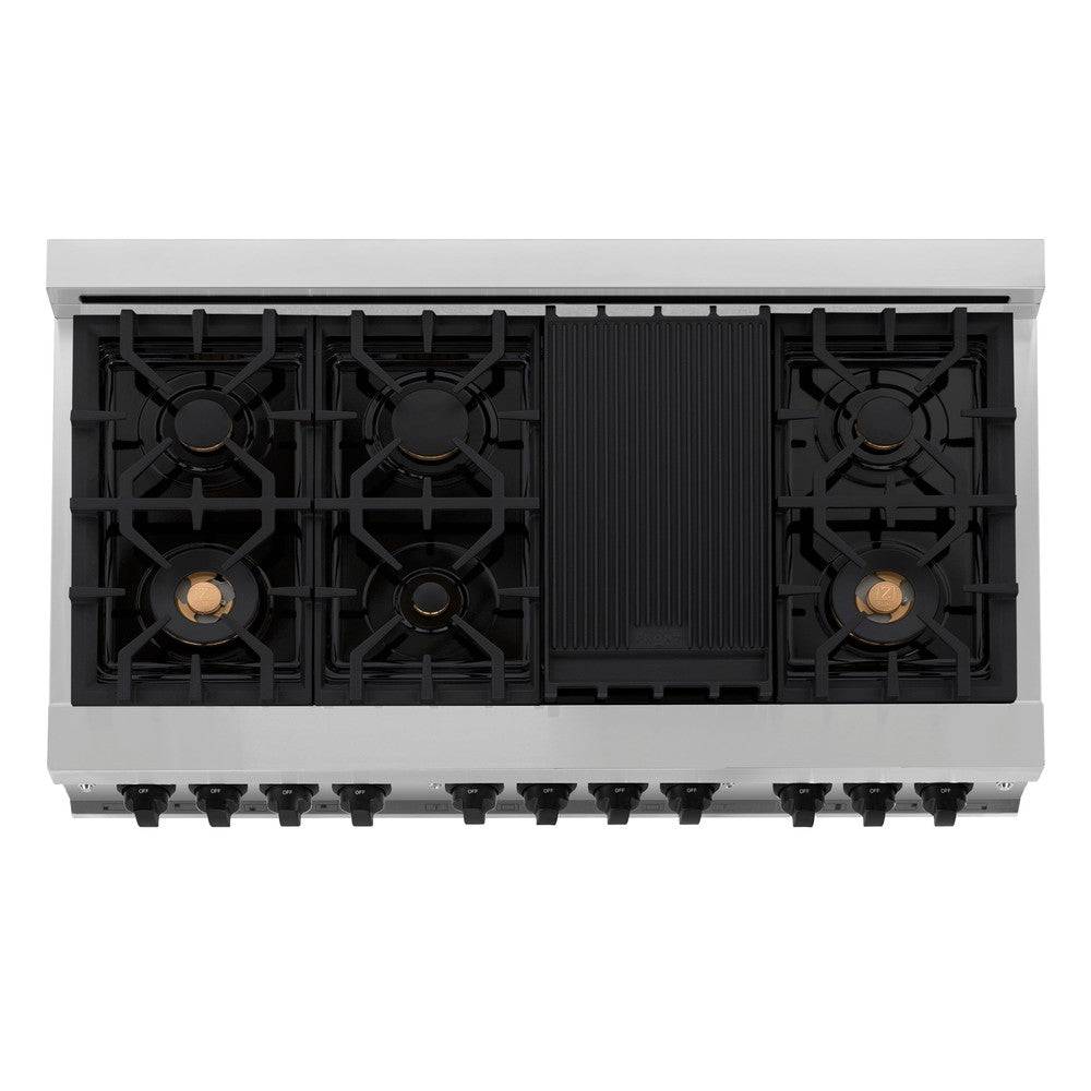 ZLINE 48" Autograph Edition Kitchen Package with Stainless Steel Dual Fuel Range and Range Hood with Matte Black Accents (2AAKP-RRH48-MB) - KB&A The Home Improvement Store