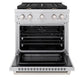 ZLINE 30 in. 4.2 cu. ft. Paramount Dual Fuel Range with Gas Cooktop and Electric Convection Oven in DuraSnow® Stainless Steel with 4 Brass Burners (SDRS-BR-30) - KB&A The Home Improvement Store