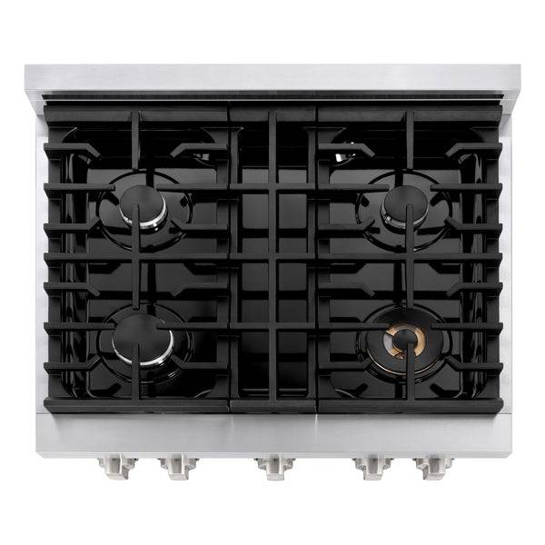 ZLINE 30 in. 4.2 cu. ft. Paramount Dual Fuel Range with 4 Burner Gas Cooktop and Electric Convection Oven in Stainless Steel (SDR30) - KB&A The Home Improvement Store