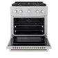 ZLINE 30 in. 4.2 cu. ft. Paramount Dual Fuel Range with Gas Cooktop and Electric Convection Oven in DuraSnow® Stainless Steel with 4 Brass Burners (SDRS-BR-30) - KB&A The Home Improvement Store