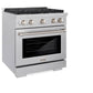 ZLINE 30 in. 4.2 cu. ft. Paramount Dual Fuel Range with Gas Cooktop and Electric Convection Oven in DuraSnow® Stainless Steel with 4 Brass Burners (SDRS-BR-30) - KB&A The Home Improvement Store