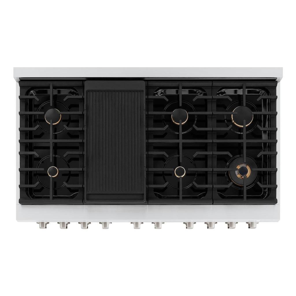 ZLINE 48 in. 6.7 cu. ft. Paramount Double Oven Gas Range in Stainless Steel with 8 Brass Burners (SGR-BR-48) - KB&A The Home Improvement Store