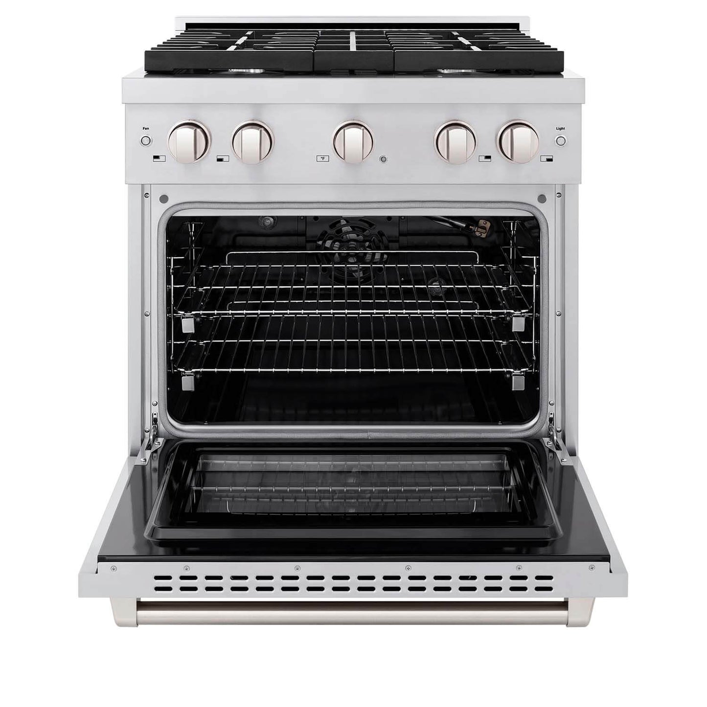ZLINE 30" Kitchen Package Stainless Steel Gas Range and Over The Range Microwave with Traditional Handle (2KP-SGROTRH30) - KB&A The Home Improvement Store