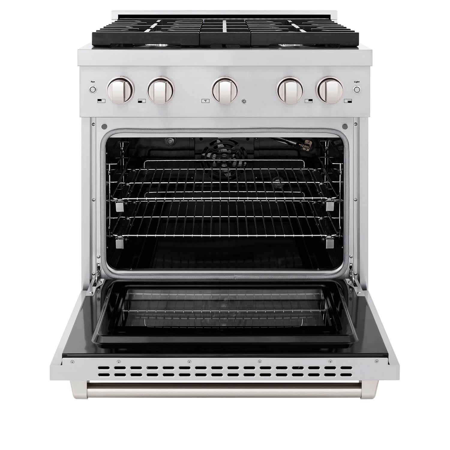 ZLINE 30" Kitchen Package Stainless Steel Gas Range and Over The Range Microwave with Traditional Handle (2KP-SGROTRH30) - KB&A The Home Improvement Store