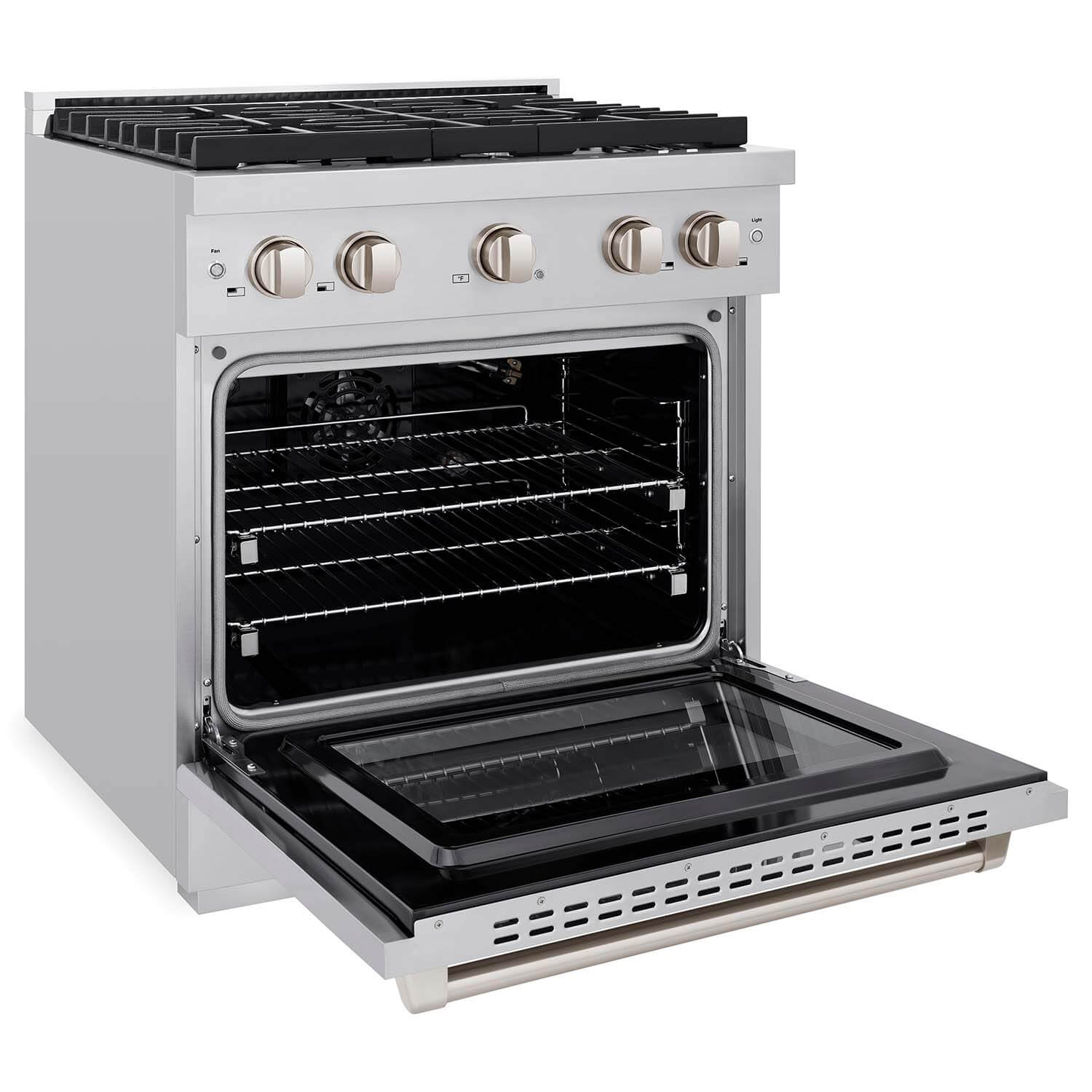 ZLINE 30" Kitchen Package Stainless Steel Gas Range and Over The Range Microwave with Traditional Handle (2KP-SGROTRH30) - KB&A The Home Improvement Store