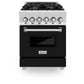 ZLINE 24 in. 2.8 cu. ft. Legacy Dual Fuel Range with 4 Burner Gas Cooktop and Electric Convection Oven in Stainless Steel and Black Matte Door (RA-BLM-24) - KB&A The Home Improvement Store