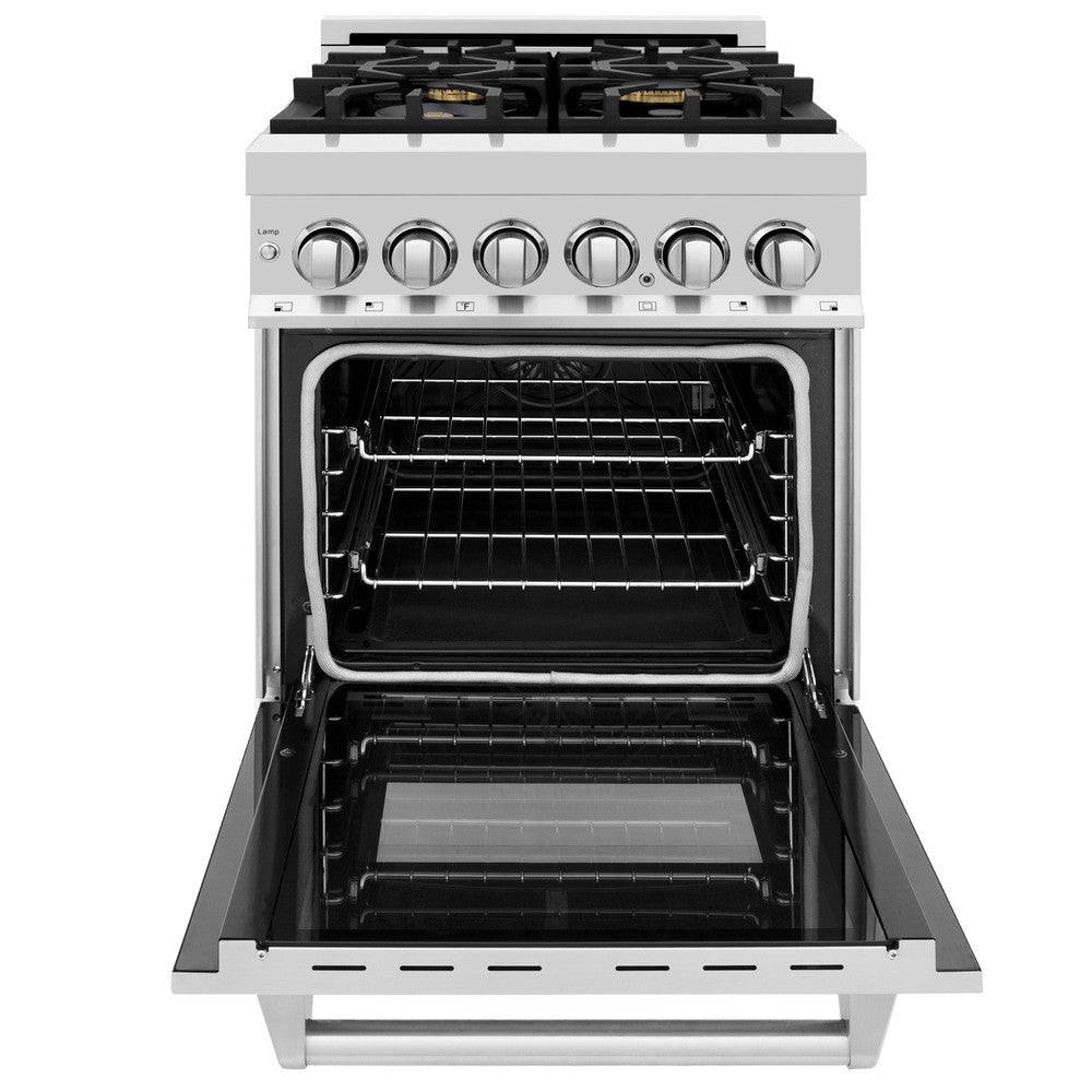 ZLINE 24 in. 2.8 cu. ft. Legacy Dual Fuel Range with 4 Burner Gas Cooktop and Electric Convection Oven in Stainless Steel with DuraSnow® Door (RA-SN-24) - KB&A The Home Improvement Store