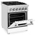 ZLINE 24 in. 2.8 cu. ft. Legacy Dual Fuel Range with 4 Burner Gas Cooktop and Electric Convection Oven in Stainless Steel and White Matte Door (RA-WM-24) - KB&A The Home Improvement Store