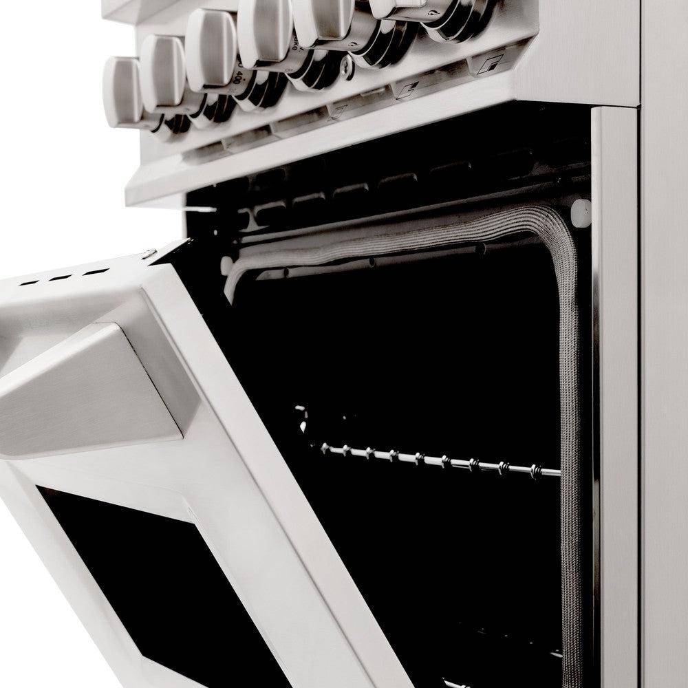 ZLINE 24 in. 2.8 cu. ft. Legacy Dual Fuel Range with 4 Burner Gas Cooktop and Electric Convection Oven in Stainless Steel (RA24) - KB&A The Home Improvement Store