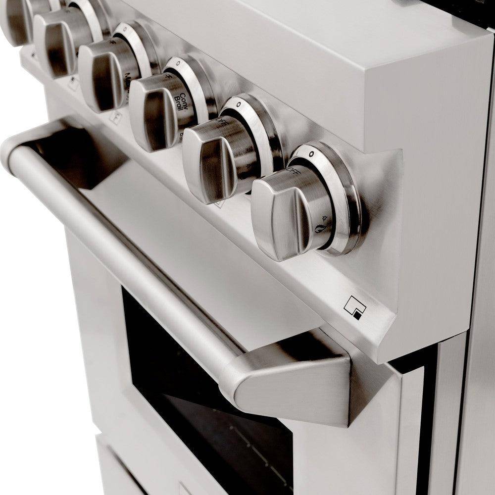 ZLINE 24 in. 2.8 cu. ft. Legacy Dual Fuel Range with 4 Burner Gas Cooktop and Electric Convection Oven in Stainless Steel (RA24) - KB&A The Home Improvement Store