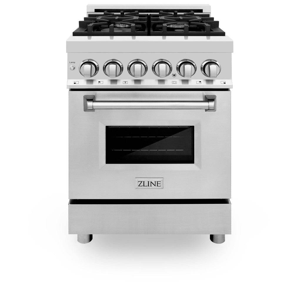 ZLINE 24 in. 2.8 cu. ft. Legacy Dual Fuel Range with 4 Burner Gas Cooktop and Electric Convection Oven in Stainless Steel (RA24) - KB&A The Home Improvement Store