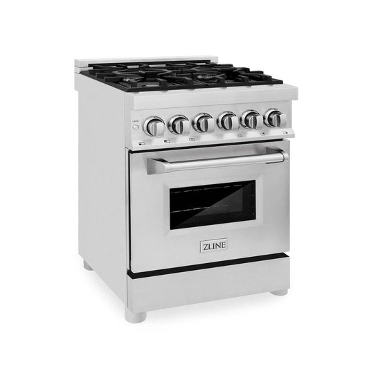 ZLINE 24 in. 2.8 cu. ft. Legacy Dual Fuel Range with 4 Burner Gas Cooktop and Electric Convection Oven in Stainless Steel (RA24) - KB&A The Home Improvement Store