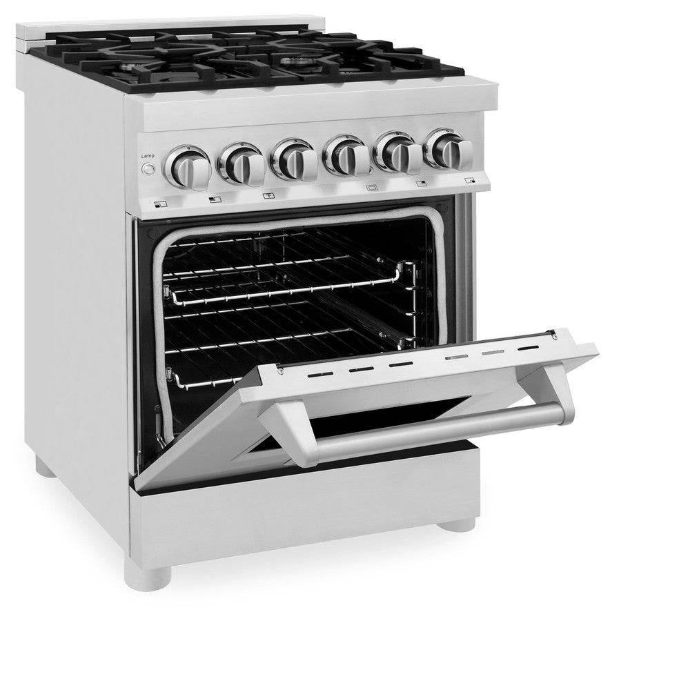 ZLINE 24 in. 2.8 cu. ft. Legacy Dual Fuel Range with 4 Burner Gas Cooktop and Electric Convection Oven in Stainless Steel (RA24) - KB&A The Home Improvement Store