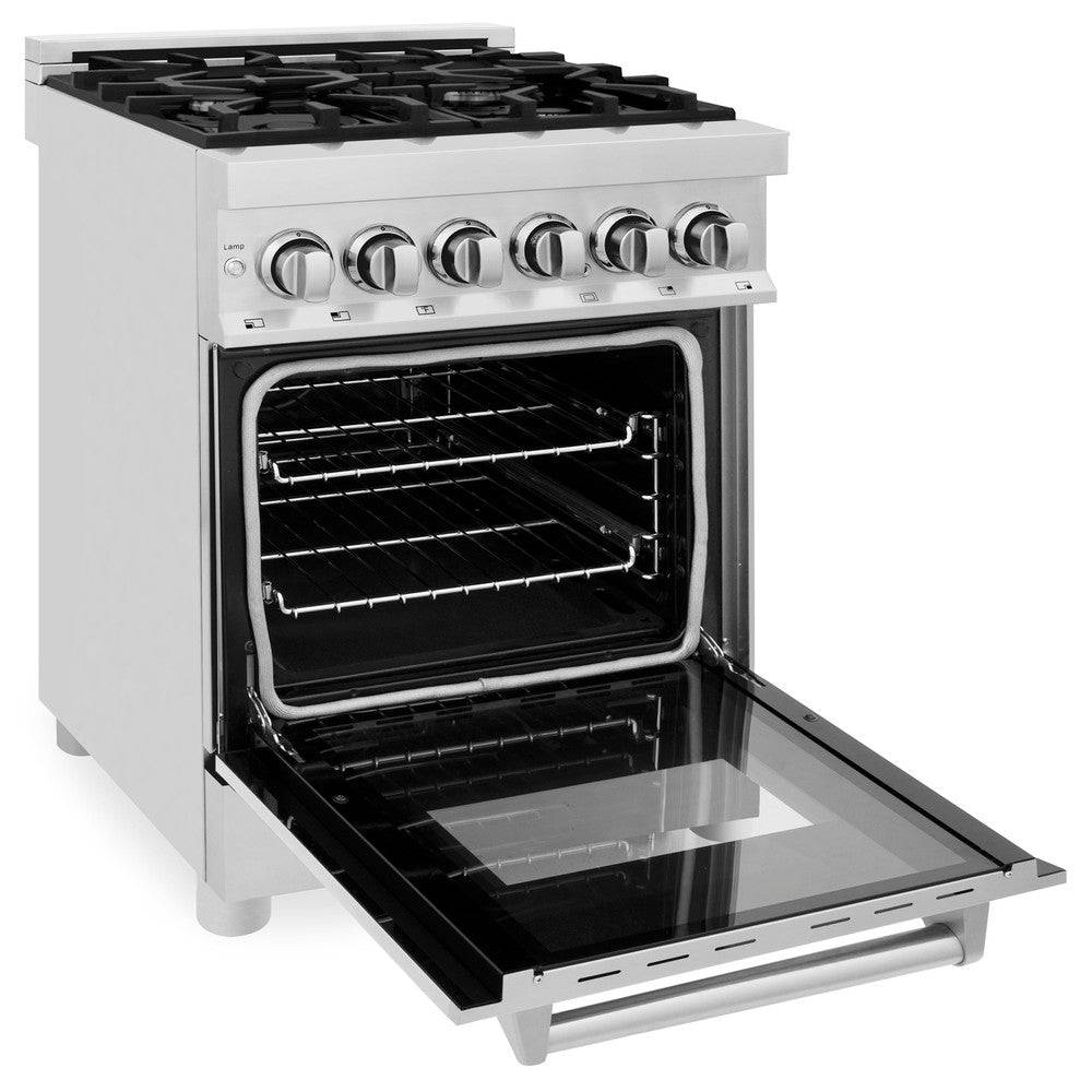 ZLINE 24 in. 2.8 cu. ft. Legacy Dual Fuel Range with 4 Burner Gas Cooktop and Electric Convection Oven in Stainless Steel (RA24) - KB&A The Home Improvement Store