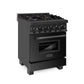 ZLINE 24 in. 2.8 cu. ft. Legacy Dual Fuel Range with Gas Cooktop and Electric Convection Oven in Black Stainless Steel with 4 Brass Burners (RAB-BR-24) - KB&A The Home Improvement Store
