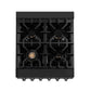 ZLINE 24 in. 2.8 cu. ft. Legacy Dual Fuel Range with Gas Cooktop and Electric Convection Oven in Black Stainless Steel with 4 Brass Burners (RAB-BR-24) - KB&A The Home Improvement Store