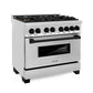 ZLINE 36" Autograph Edition Kitchen Package with Stainless Steel Dual Fuel Range and Range Hood with Matte Black Accents (2AKP-RARH36-MB) - KB&A The Home Improvement Store