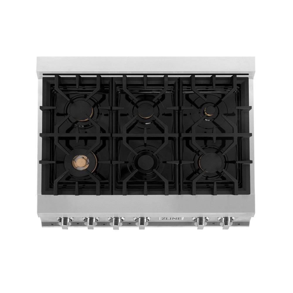 ZLINE 36" Porcelain Gas Stovetop with 6 Gas Brass Burners (RT-BR-36) - KB&A The Home Improvement Store