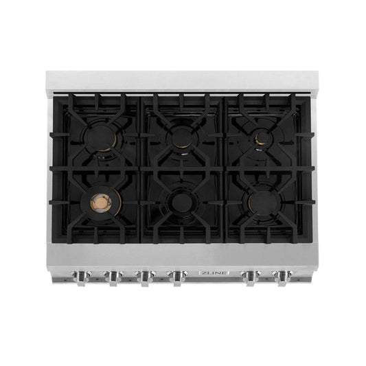 ZLINE 36" Porcelain Gas Stovetop with 6 Gas Brass Burners (RT-BR-36) - KB&A The Home Improvement Store