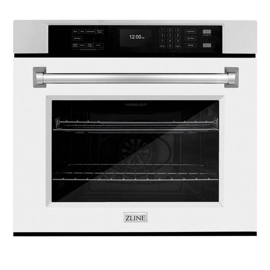 ZLINE 30 in. Professional True Convection Single Wall Oven with Air Fry and Self Clean in Stainless Steel with White Matte Door (WAS-WM-30) - KB&A The Home Improvement Store