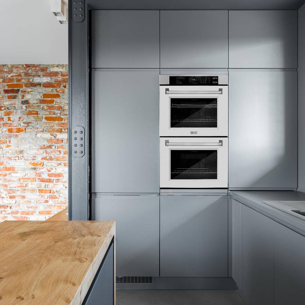 ZLINE 30 in. Professional True Convection Double Wall Oven with Air Fry and Self Clean in Stainless Steel with White Matte Doors (WAD-WM-30) - KB&A The Home Improvement Store