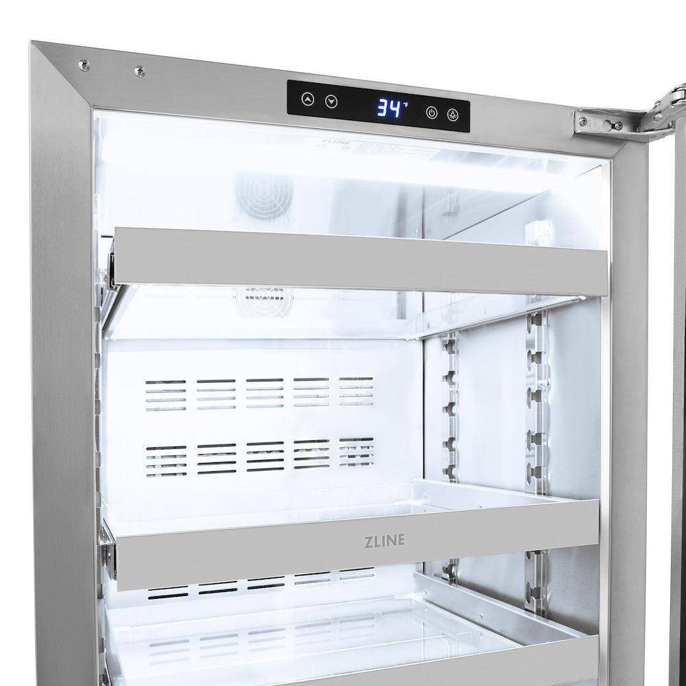 ZLINE Autograph Edition 24 in. Touchstone 151 Can Beverage Fridge With Solid Stainless Steel Door And Champagne Bronze Handle (RBSOZ-ST-24-CB) - KB&A The Home Improvement Store
