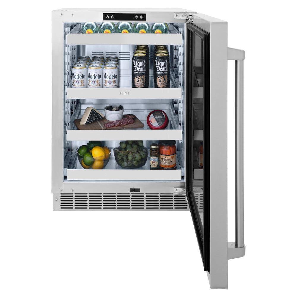 ZLINE 24 in. Touchstone 151 Can Beverage Fridge With Solid Stainless Steel Door (RBSO-ST-24) - KB&A The Home Improvement Store