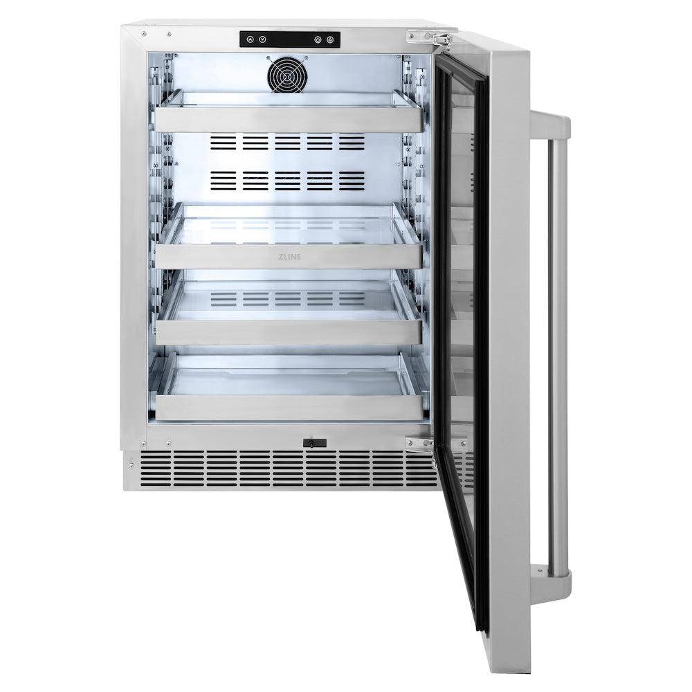 ZLINE 24 in. Touchstone 151 Can Beverage Fridge With Solid Stainless Steel Door (RBSO-ST-24) - KB&A The Home Improvement Store