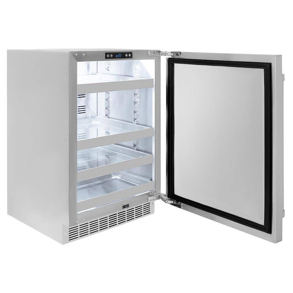 ZLINE Autograph Edition 24 in. Touchstone 151 Can Beverage Fridge With Solid Stainless Steel Door And Champagne Bronze Handle (RBSOZ-ST-24-CB) - KB&A The Home Improvement Store