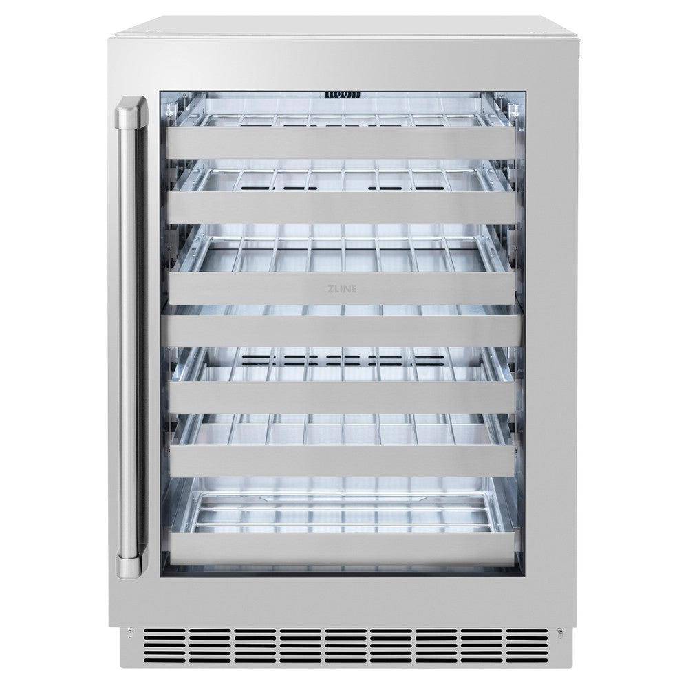 ZLINE 24 in. Touchstone Dual Zone 44 Bottle Wine Cooler With Stainless Steel Glass Door (RWDO-GS-24) - KB&A The Home Improvement Store