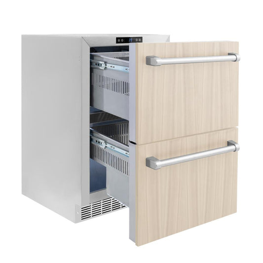 ZLINE 24 in. Touchstone 168 Can Outdoor-Rated Dual Refrigerator Drawer with Panel-Ready Doors (RDSPO-24) - KB&A The Home Improvement Store