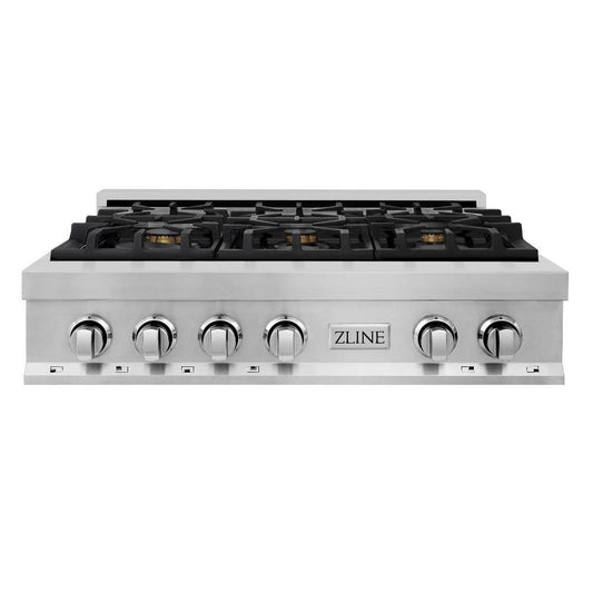 ZLINE 36" Porcelain Gas Stovetop with 6 Gas Brass Burners (RT-BR-36) - KB&A The Home Improvement Store