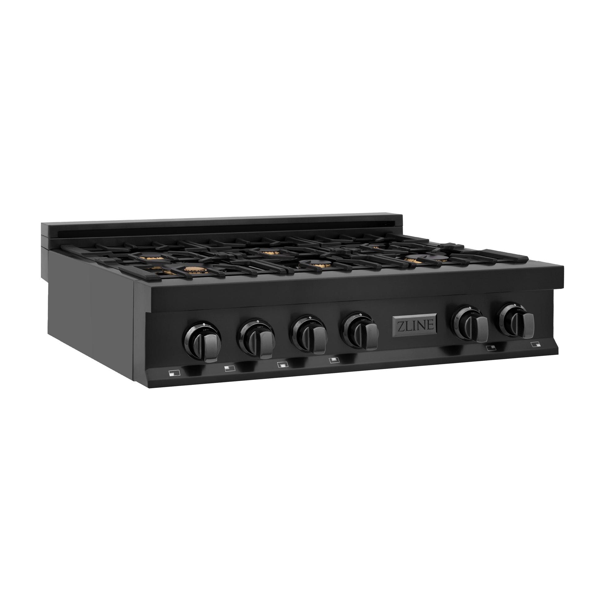 ZLINE 36 in. Porcelain Gas Rangetop in Black Stainless Steel with 6 Gas Brass Burners (RTB-BR-36) - KB&A The Home Improvement Store