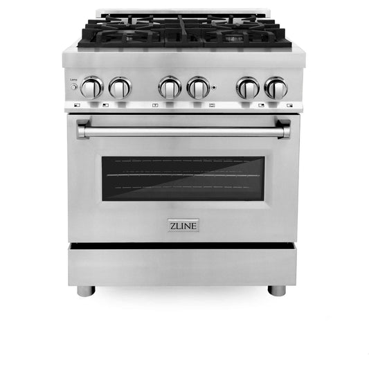 ZLINE 30 in. Kitchen Package with Stainless Steel Dual Fuel Range and Convertible Vent Range Hood (2KP-RARH30) - KB&A The Home Improvement Store