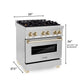 ZLINE 30" Autograph Edition Kitchen Package with Stainless Steel Dual Fuel Range and Range Hood with Polished Gold Accents (2AKP-RARH30-G) - KB&A The Home Improvement Store