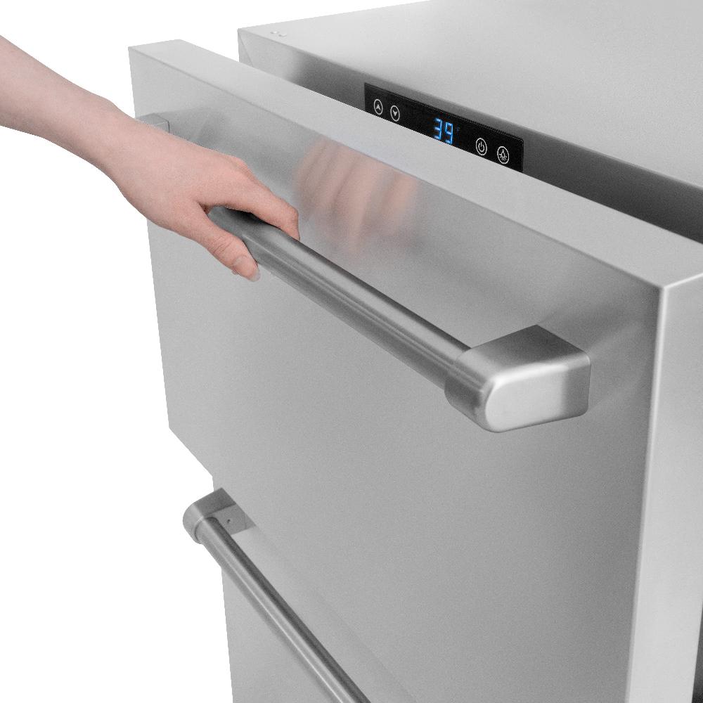 ZLINE 24 in. Touchstone 168 Can Outdoor-Rated Dual Refrigerator Drawer with Stainless Steel Doors (RDSO-ST-24) - KB&A The Home Improvement Store