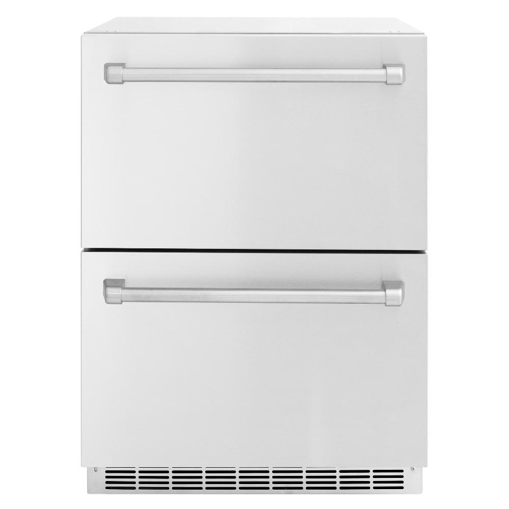 ZLINE 24 in. Touchstone 168 Can Outdoor-Rated Dual Refrigerator Drawer with Stainless Steel Doors (RDSO-ST-24) - KB&A The Home Improvement Store